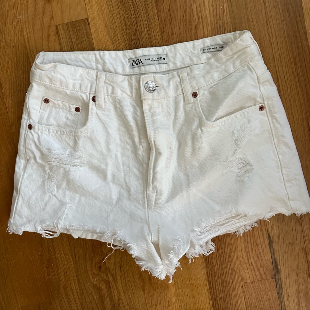 Zara White Jean Shorts
